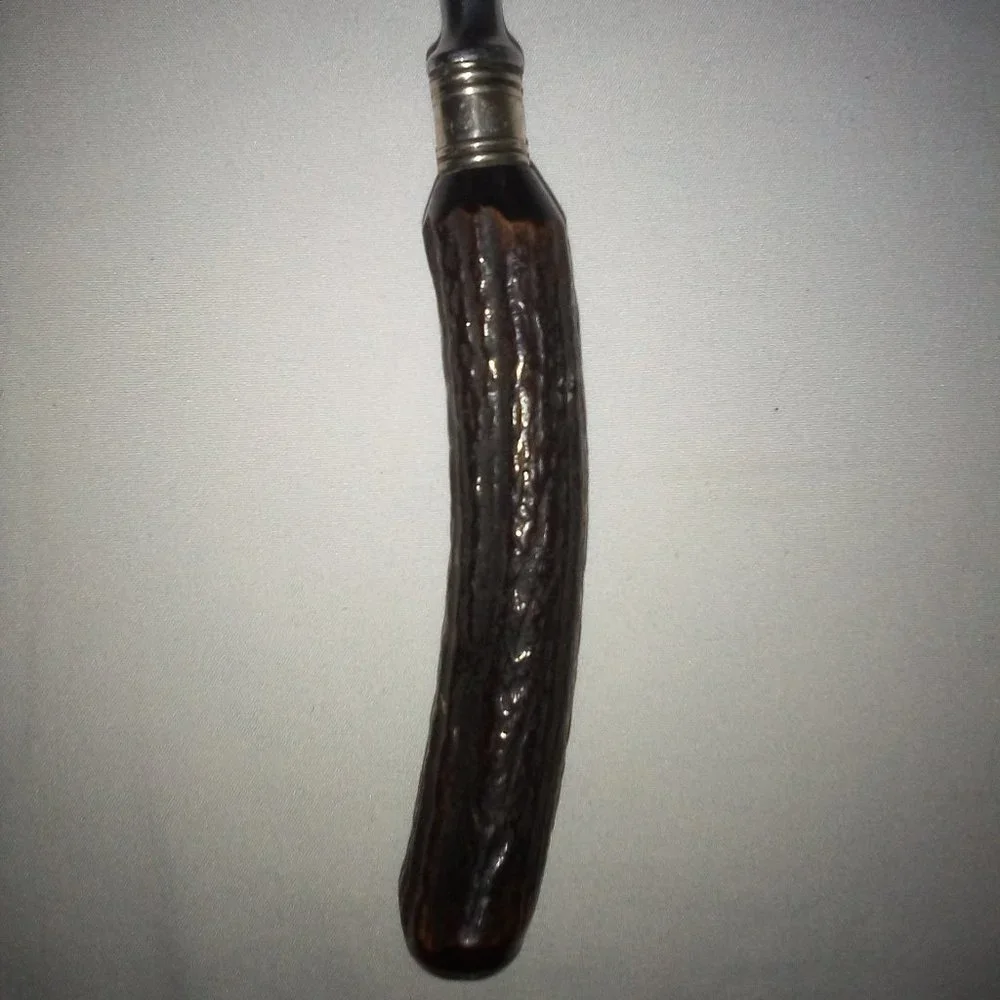 Antler Handle Knife Sharpening Steel Rod: Geniune Bone. Vintage